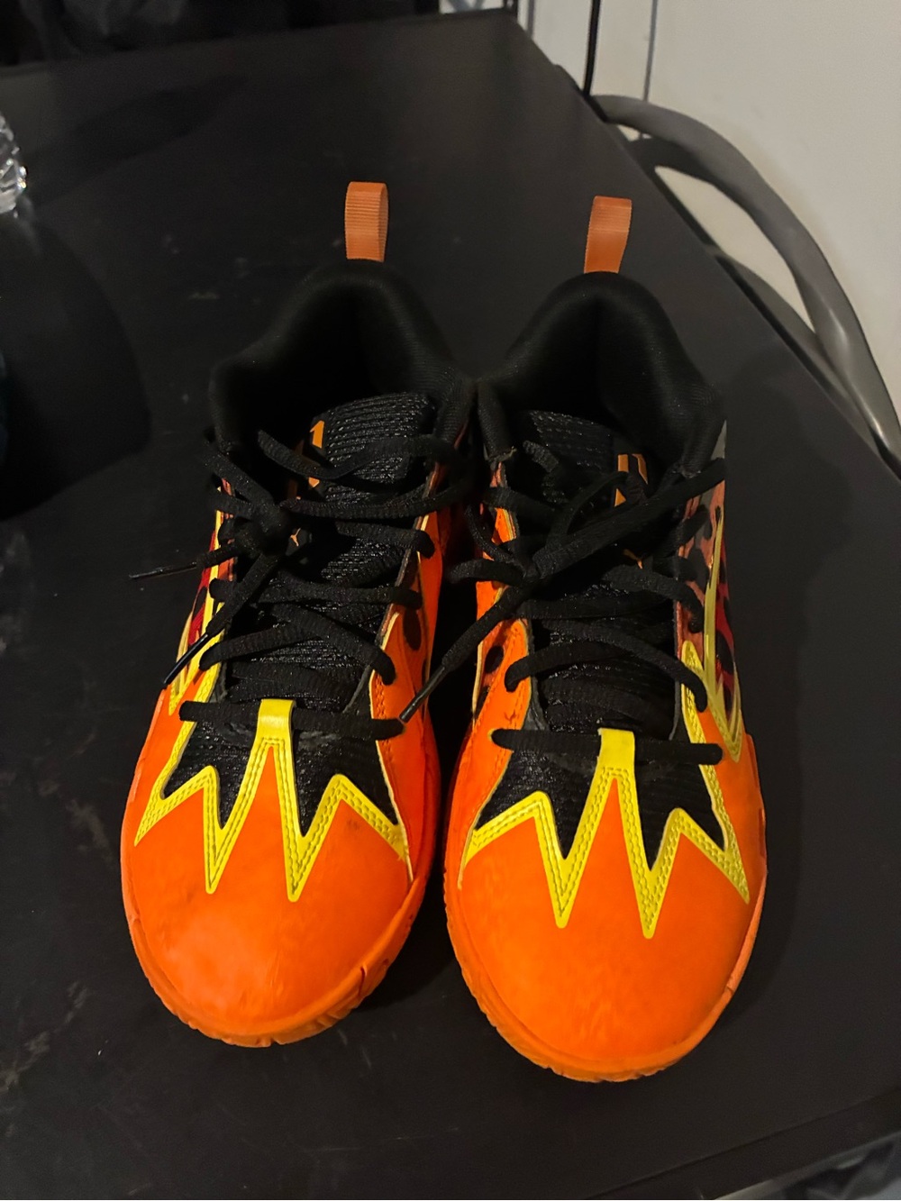 Puma Kids Orange and Black Sneakers with Yellow Trim
